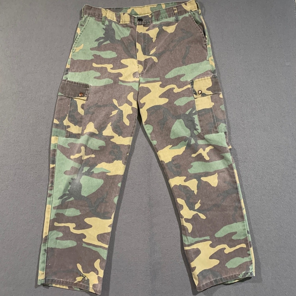 Ocoee Cargo Pants Mens 38 Woodland Camouflage Straight Leg Utility Military Camo